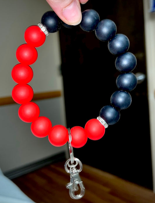 Premade- Wristlet Keychain- red/black